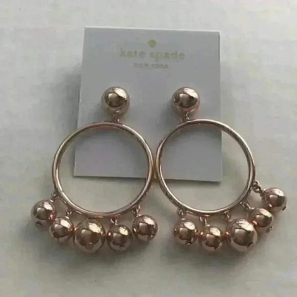 Kate Spade new Large Bauble Hoops w dangling balls - Picture 4 of 8